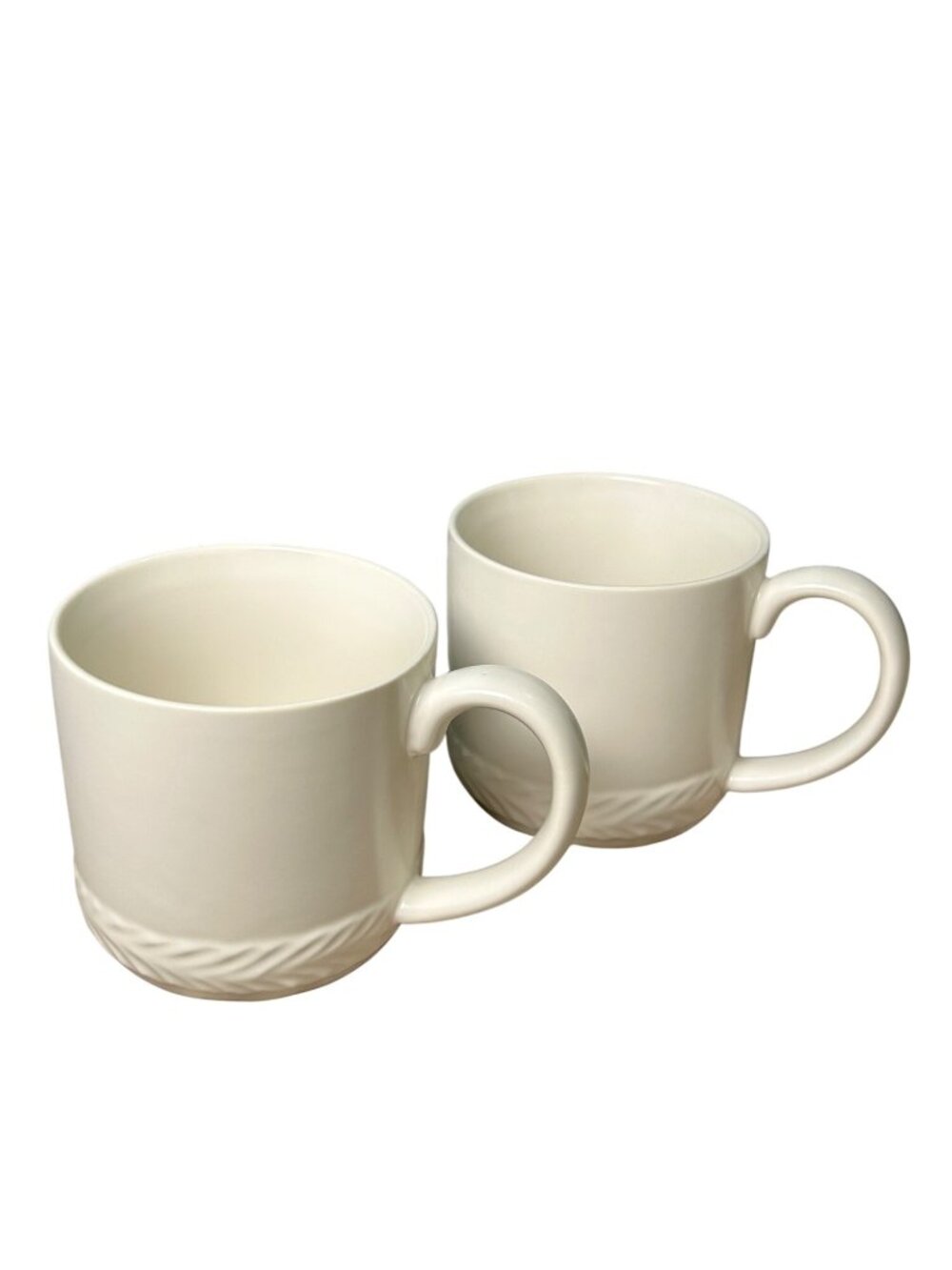 Bee & Willow Asheville Vine Mugs Set of 2 White Embossed Elegant Braided Design